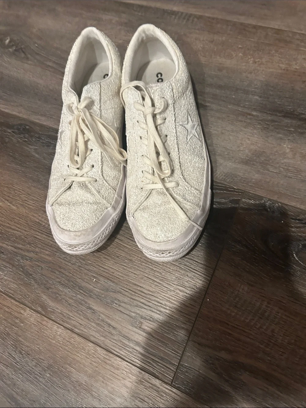 Converse All Star white glitter size 8 White Star Accent Low-Top Sneakers GUC - Picture 2 of 4